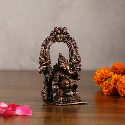 Pure Copper Lord Ganesha Idol - 4 Inches