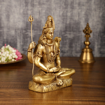 Handcrafted Pure Brass Lord Shiva Meditation Idol | 8.5 Inch