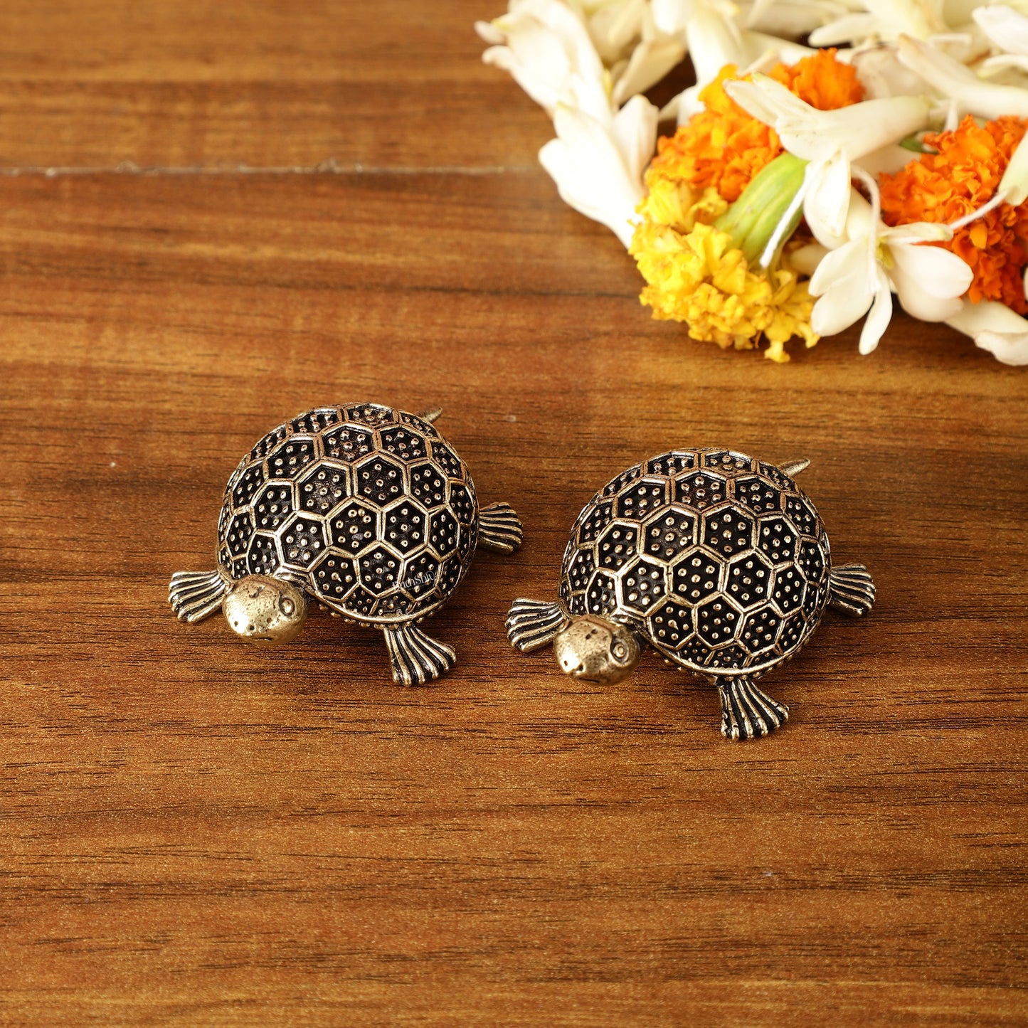 Pure Brass Handcrafted Vastu Feng Shui Tortoise Pair | Intricately Carved