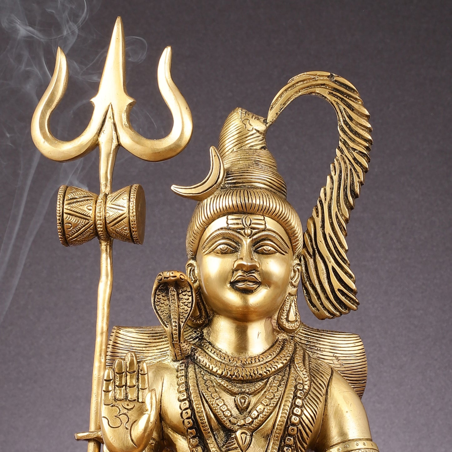 Sacred 15.5-Inch Brass Lord Shiva Statue in Blessing Posture