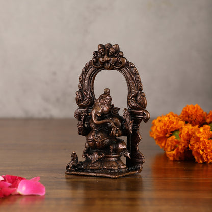 Pure Copper Lord Ganesha Idol - 4 Inches