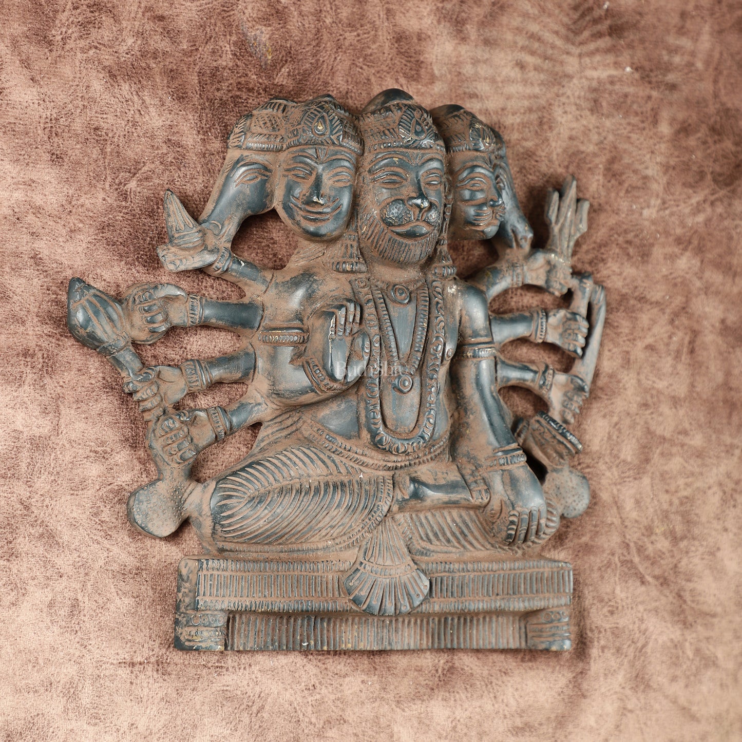 Vintage Panchmukhi Hanuman Brass Wall Hanging | Auspicious & Ward off Evil | 8"