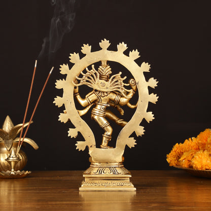 Brass Handcrafted Superfine Nataraja Statue - 10" Lord of Dance Sculpture