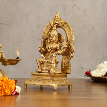 Buy Pure Brass Goddess Lakshmi Idol with Arch - 7 Inches