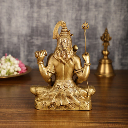 Handcrafted Pure Brass Lord Shiva Meditation Idol | 8.5 Inch