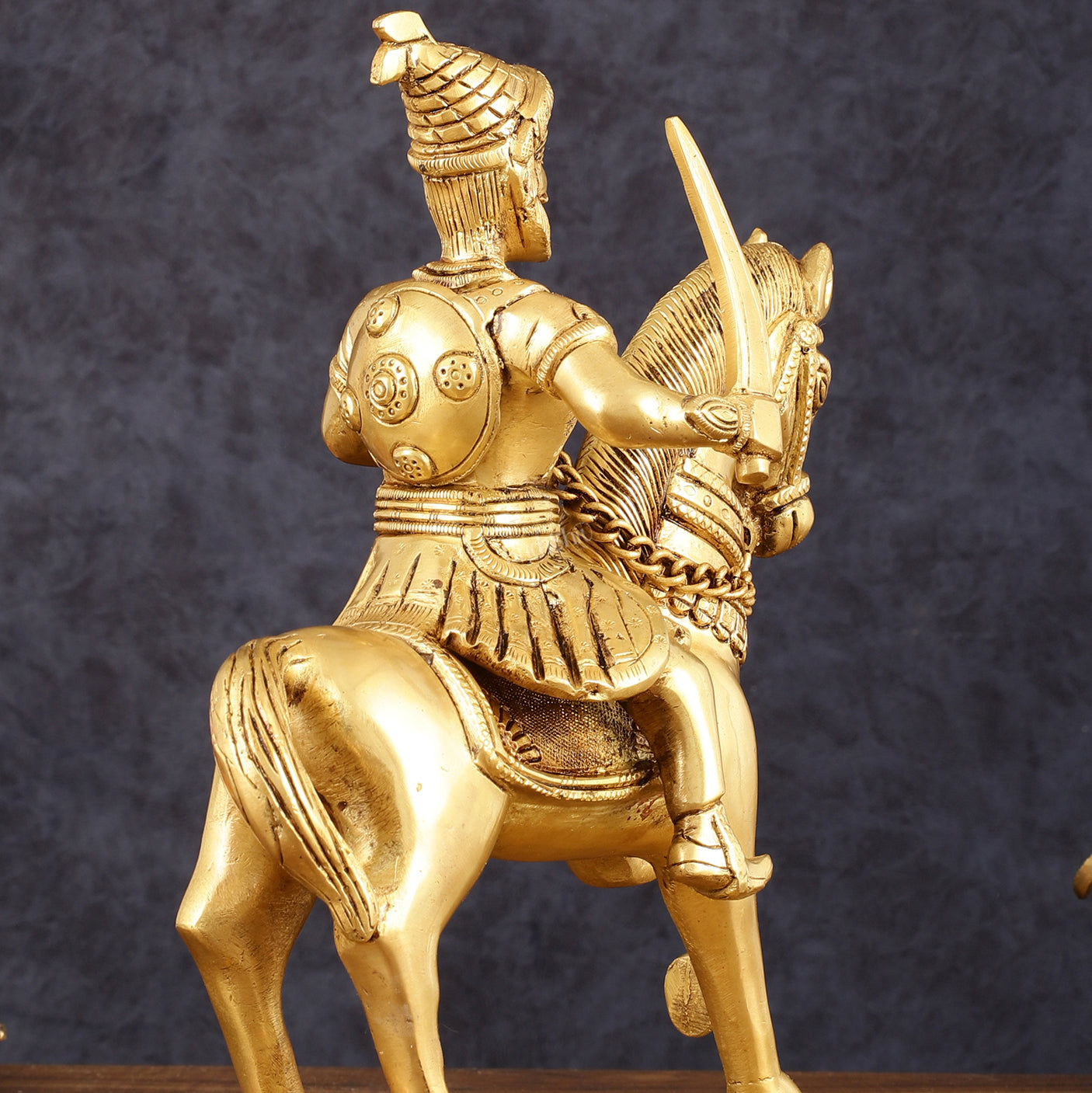 Pure Brass Chhatrapati Shivaji Maharaj Sitting on Horse Statue - 10.5" Height