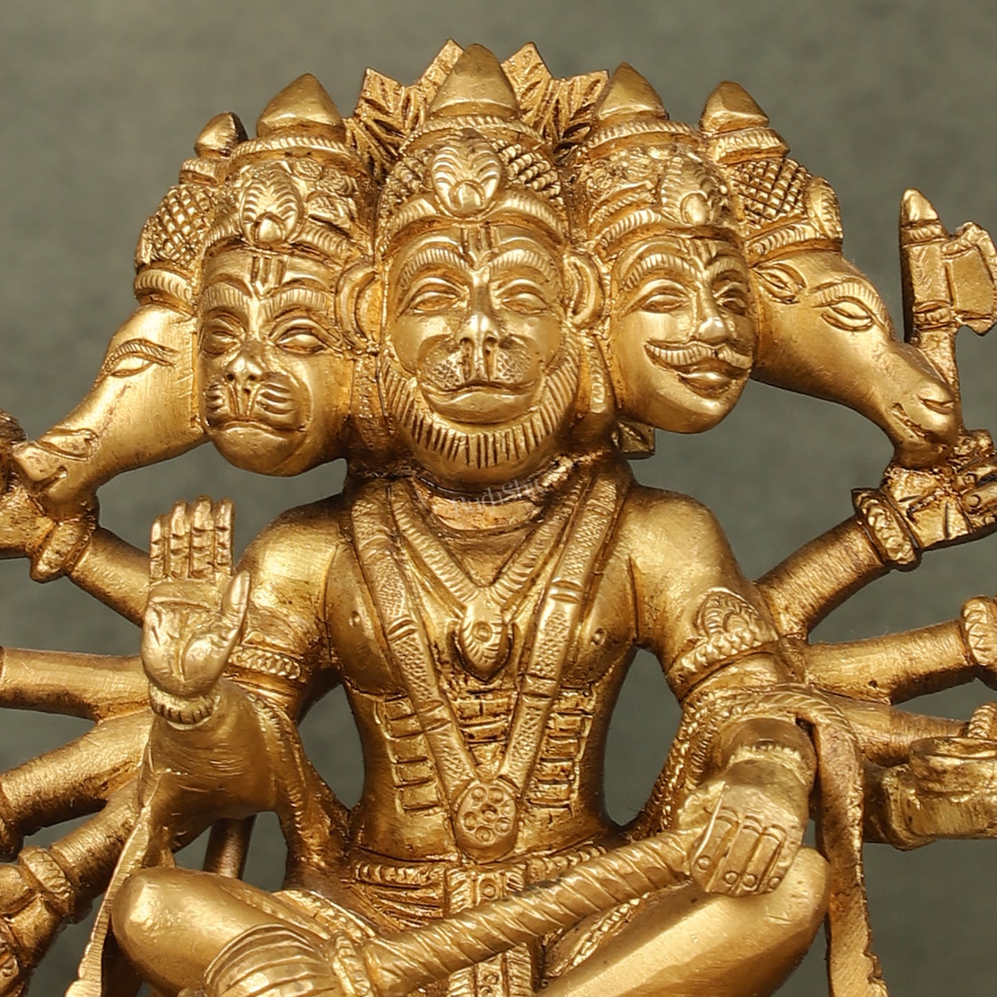 Brass Superfine Panchmukhi Hanuman idol 6 inch