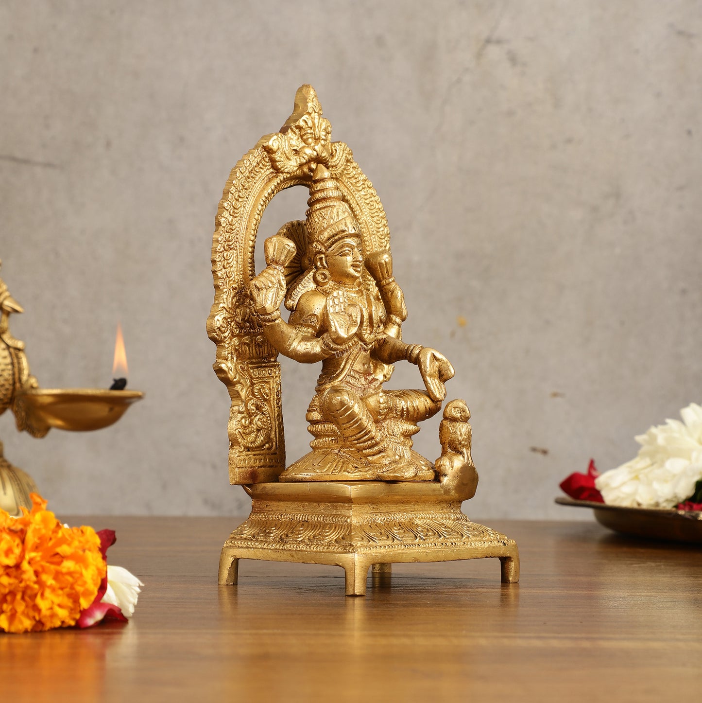 Buy Pure Brass Goddess Lakshmi Idol with Arch - 7 Inches