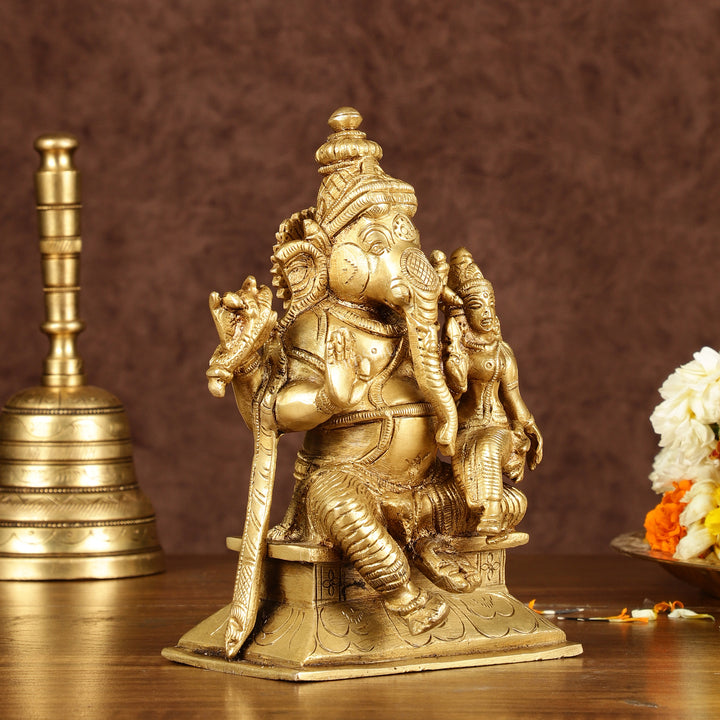 Brass Siddhi Ganesha Utchista Ganapati Murti | Height: 7 inch