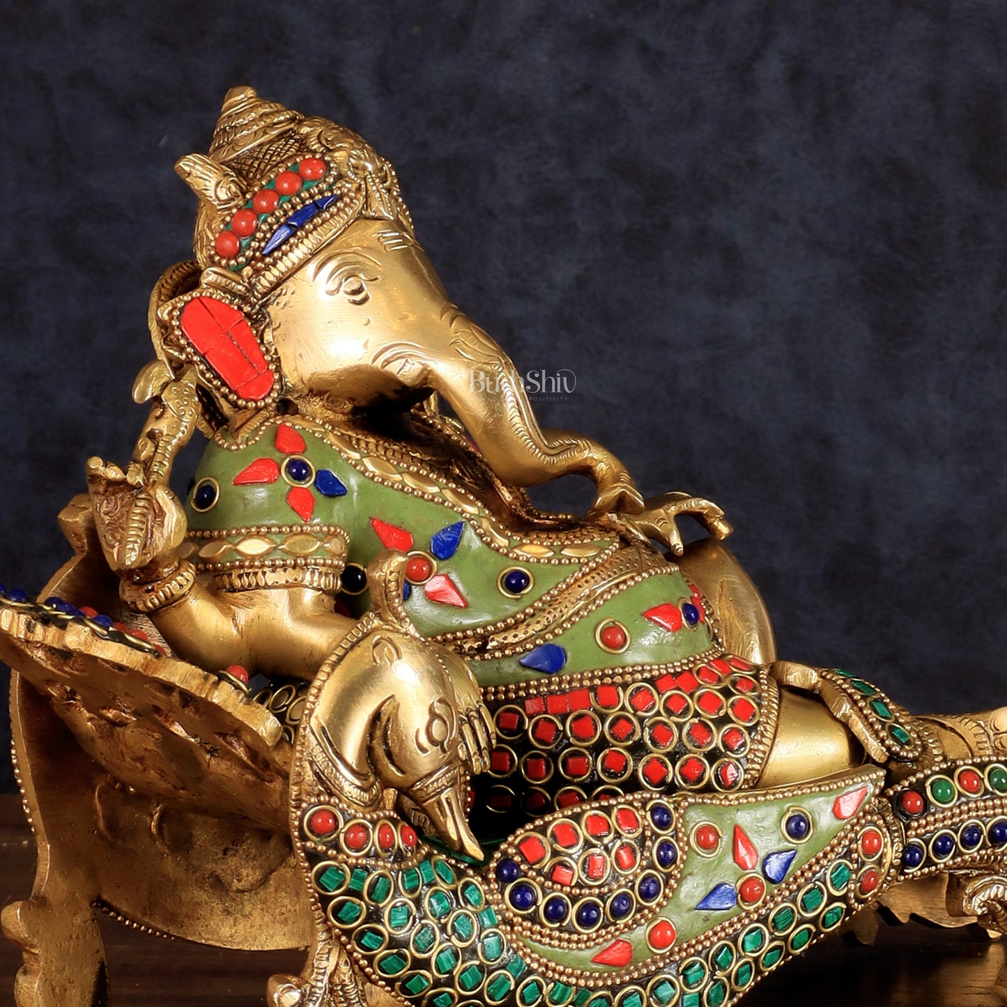 Handcrafted Brass Ganapathi Statue on Peacock Throne statue