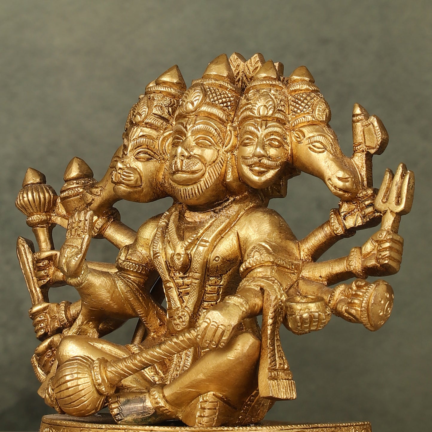 Brass Superfine Panchmukhi Hanuman idol 6 inch