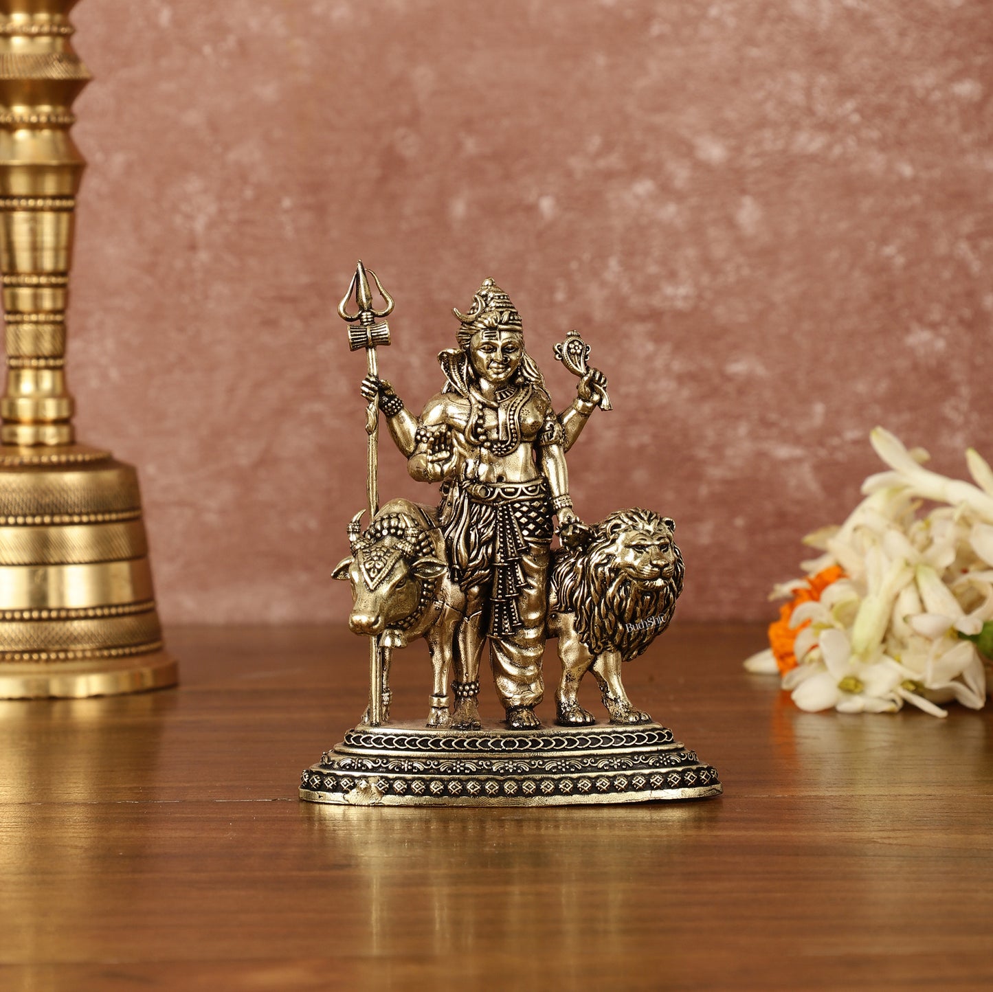 Brass Ardhanarishwara 2D Idol: Superfine Brass | 4.5" Tall