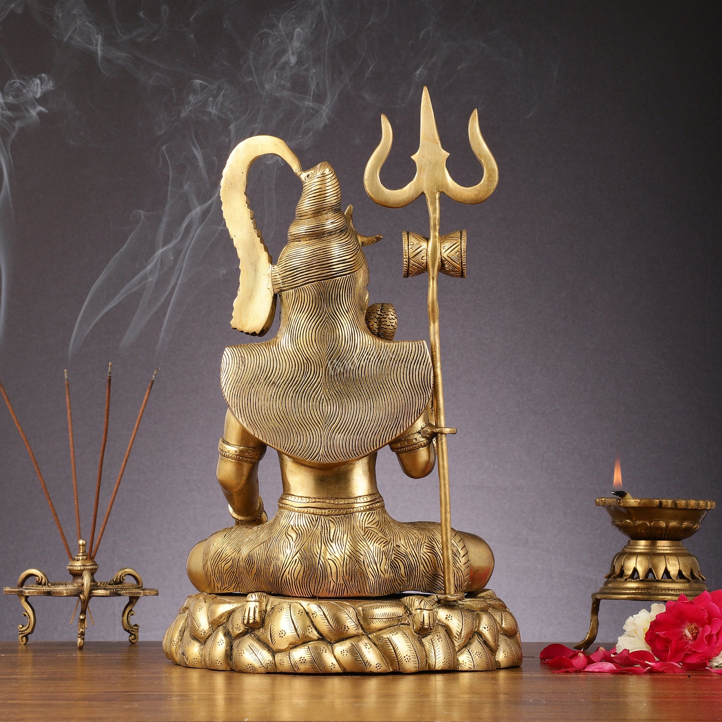 Sacred 15.5-Inch Brass Lord Shiva Statue in Blessing Posture