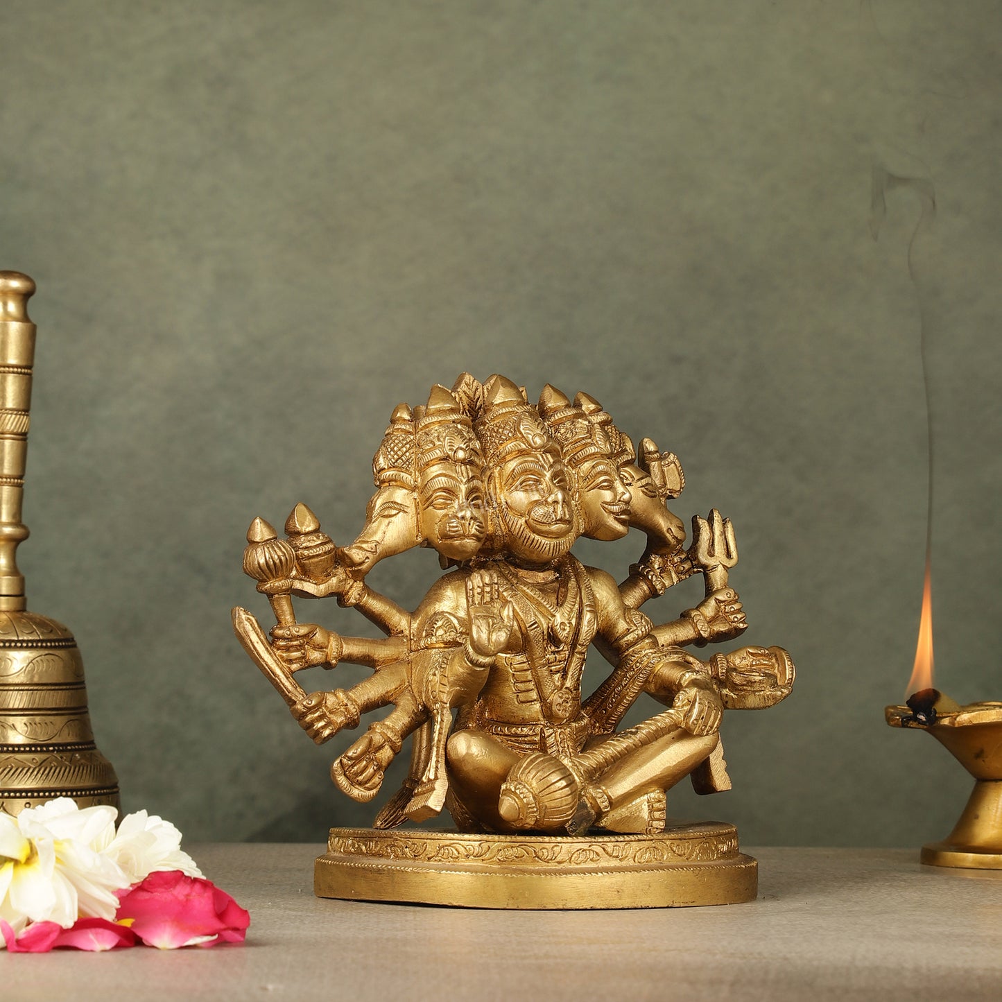 Brass Superfine Panchmukhi Hanuman idol 6 inch