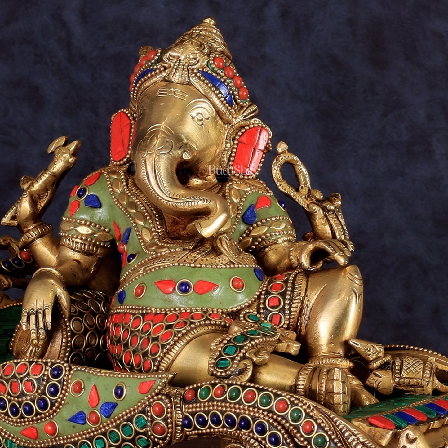 Handcrafted Brass Ganapathi Statue on Peacock Throne statue