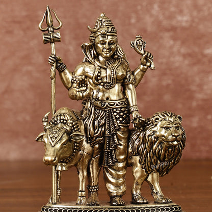 Brass Ardhanarishwara 2D Idol: Superfine Brass | 4.5" Tall