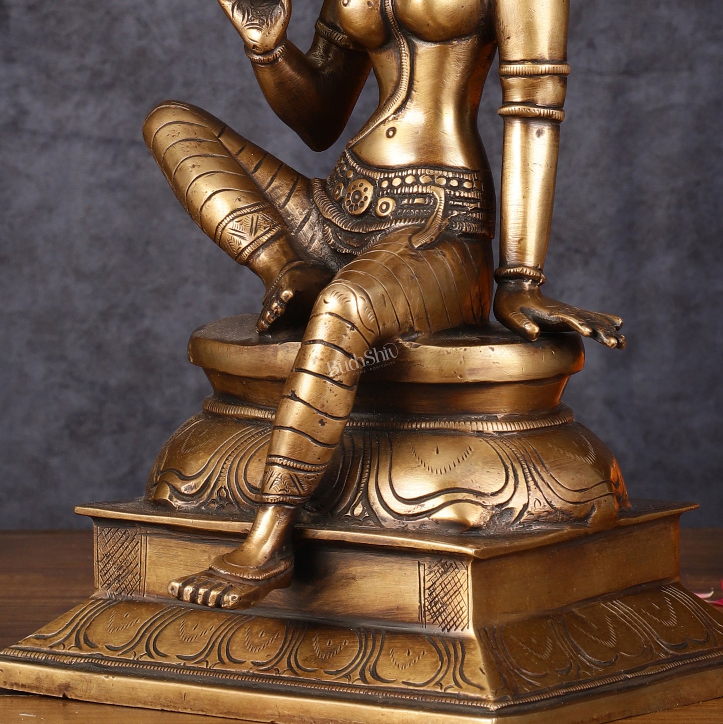 Pure Brass Seated Parvati Idol - 12"