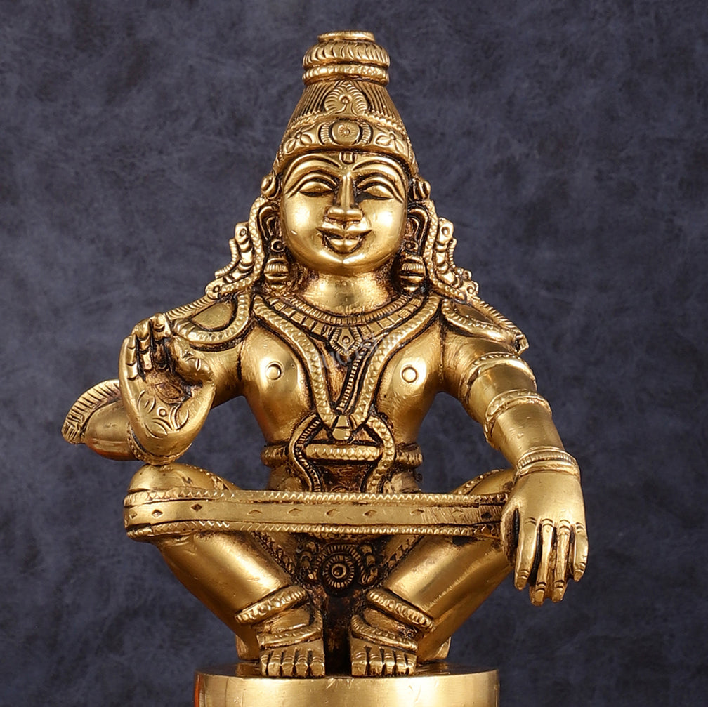 Brass Ayyappan Statue 8.5" antique finish
