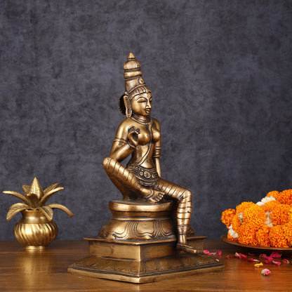 Pure Brass Seated Parvati Idol - 12"