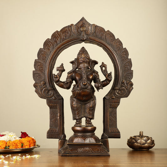 16" Brass Ganesha Standing Statue | Prabhaval Chola Style
