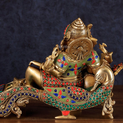 Handcrafted Brass Ganapathi Statue on Peacock Throne statue