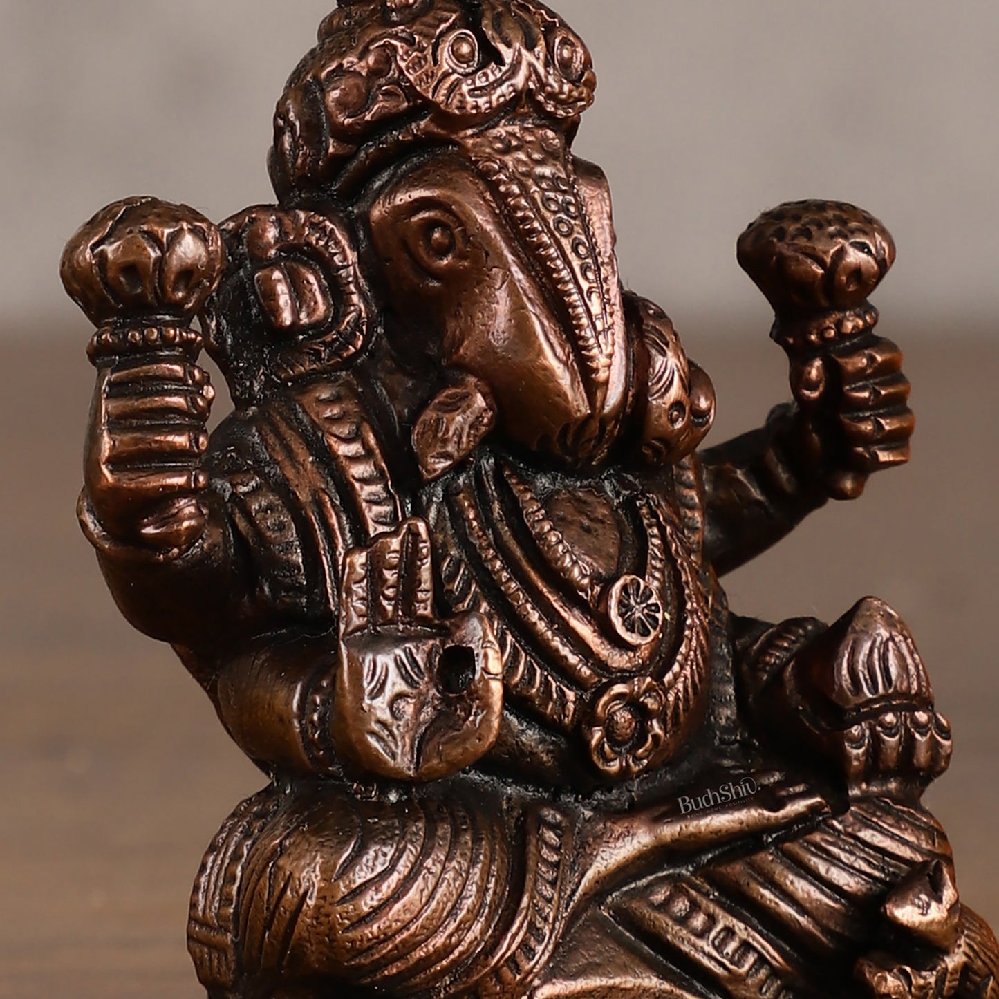 Pure Copper Dagduseth Ganapati Idol - 3" Height