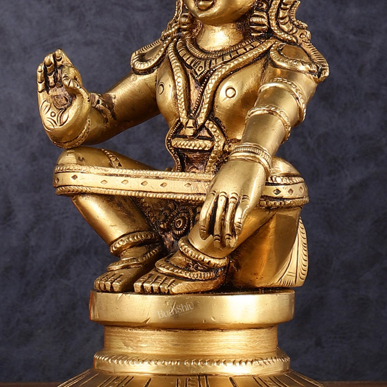 Brass Ayyappan Statue 8.5" antique finish