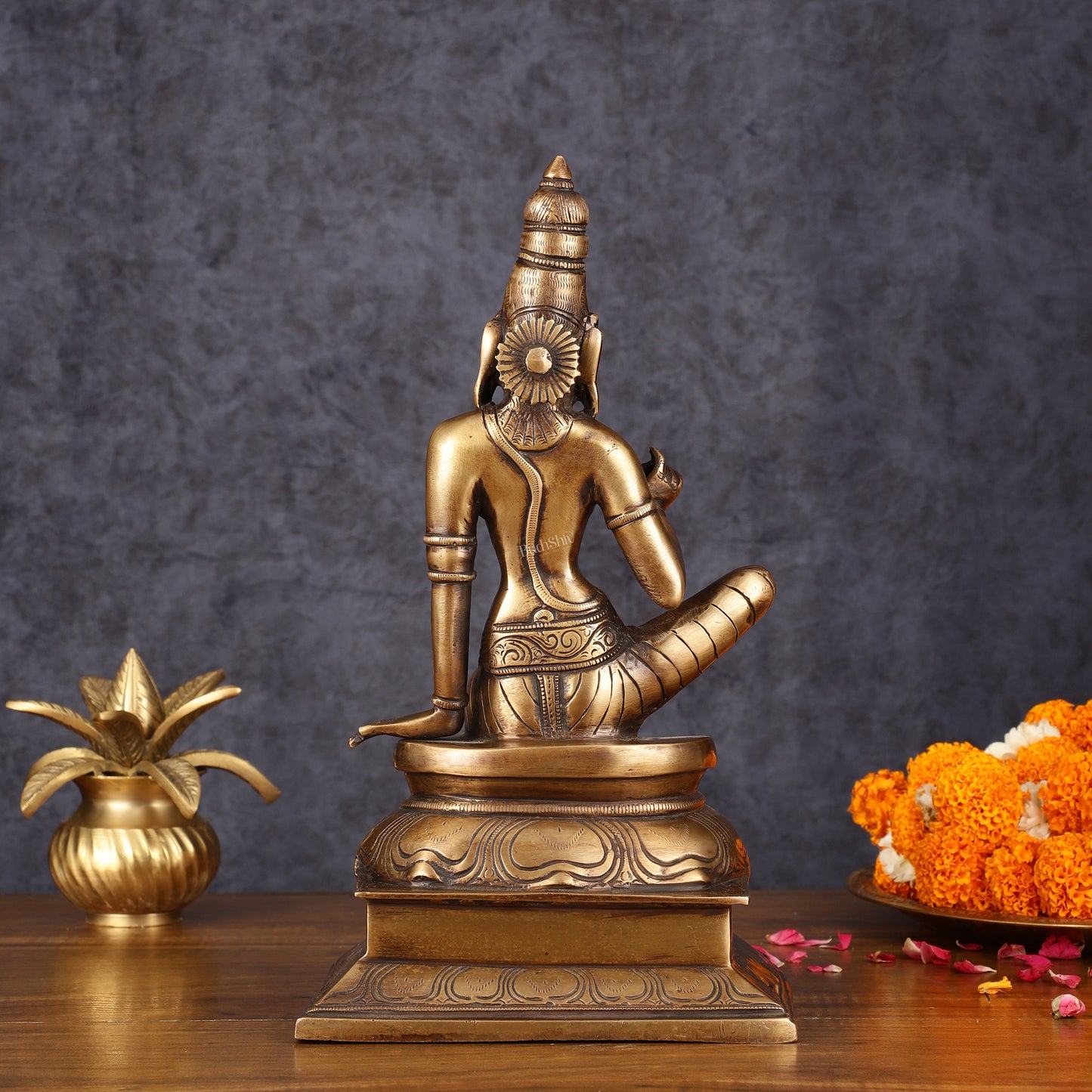 Pure Brass Seated Parvati Idol - 12"