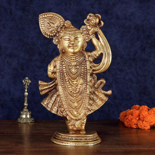 Handcrafted brass Lord Shrinath Ji Statue | From Nathdwara | Height 13 Inch