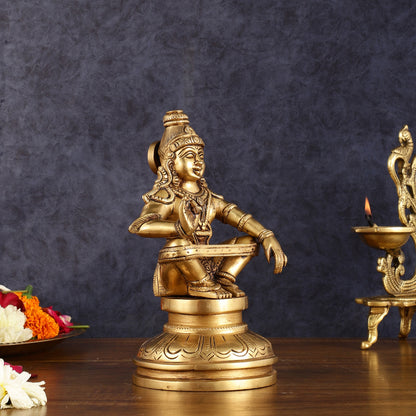 Brass Ayyappan Statue 8.5" antique finish