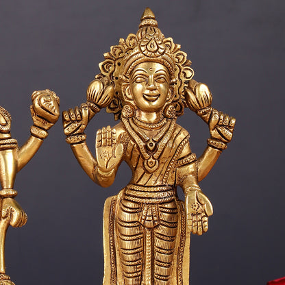 Brass Standing Vishnu Lakshmi Idols | 7"