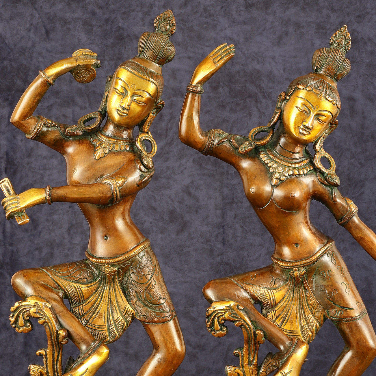 15" Lord Shiva and Parvati Dancing Idols - Pure Brass