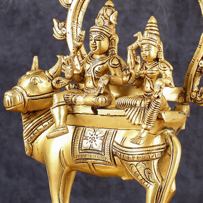Brass Shiv Parvati seated on nandi Pradosh Nayagar with Prabhavali idol | 13 inch