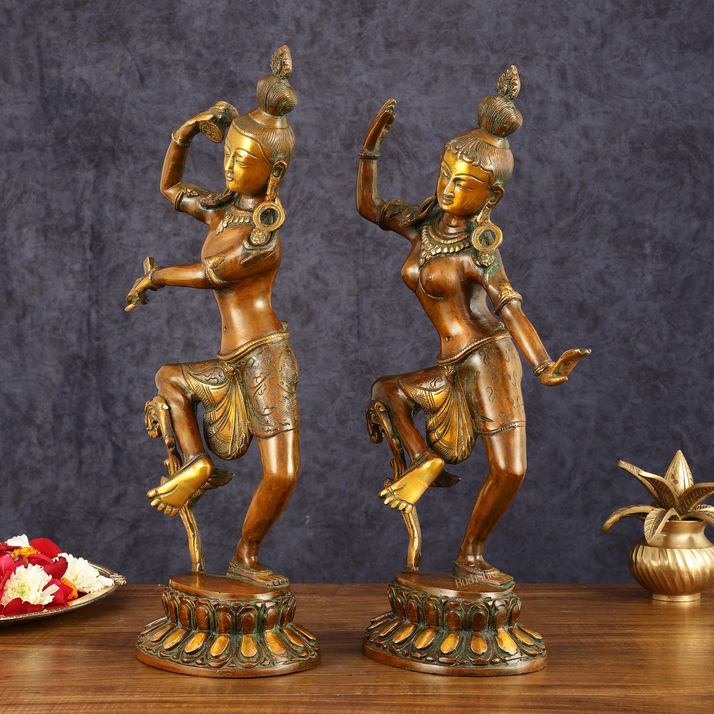 15" Lord Shiva and Parvati Dancing Idols - Pure Brass