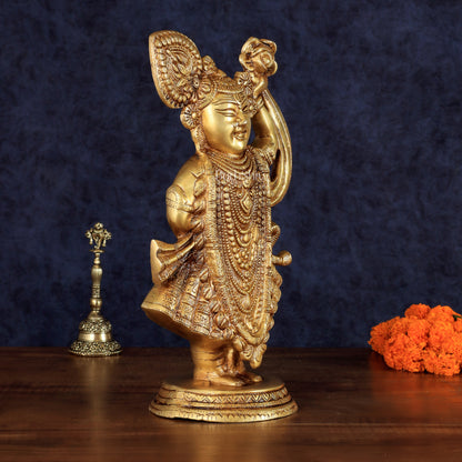 Handcrafted brass Lord Shrinath Ji Statue | From Nathdwara | Height 13 Inch