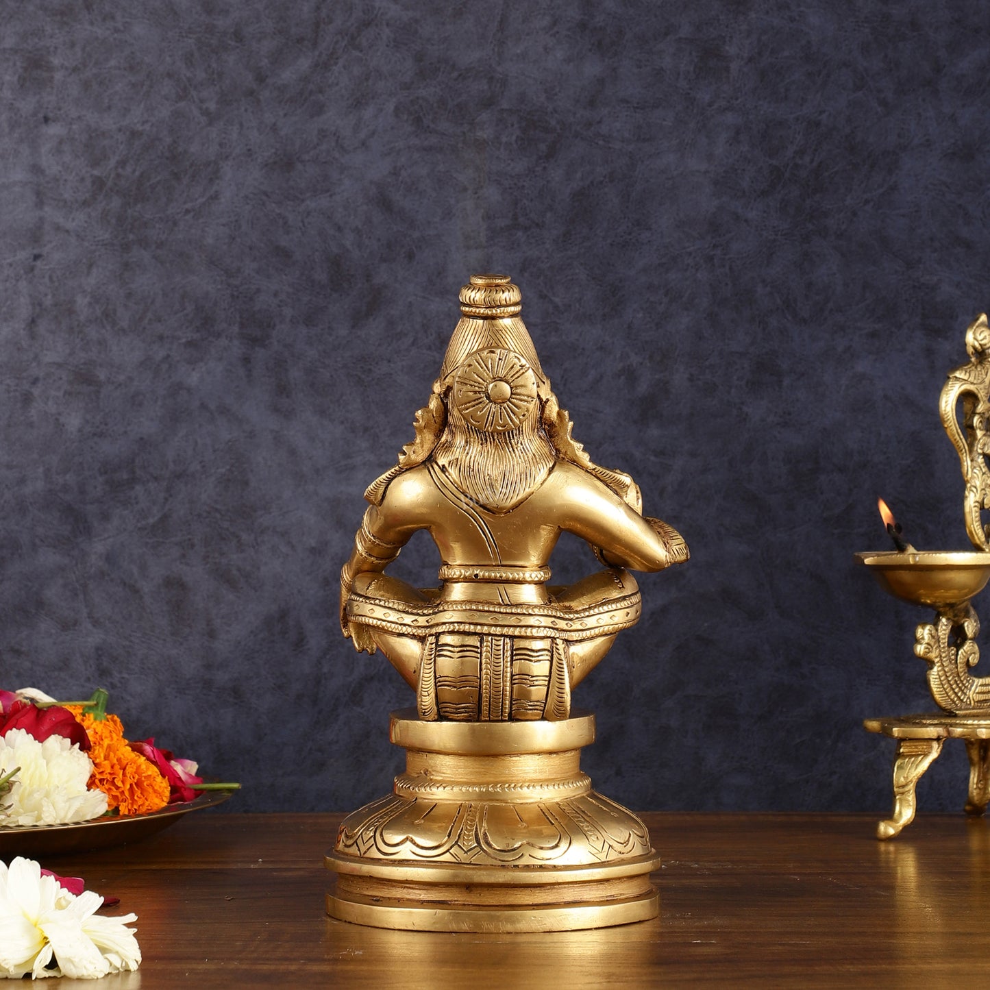 Brass Ayyappan Statue 8.5" antique finish