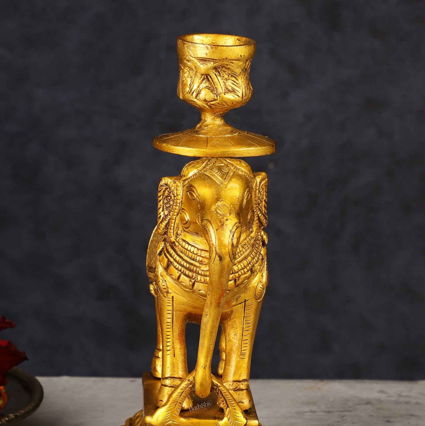 Pure Brass Elephant Candle Holder - Elegant and Decorative