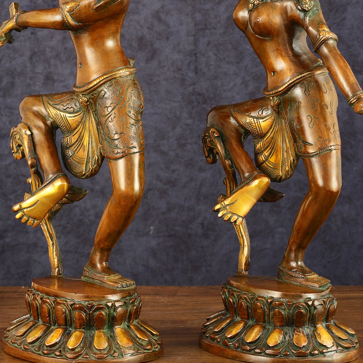 15" Lord Shiva and Parvati Dancing Idols - Pure Brass