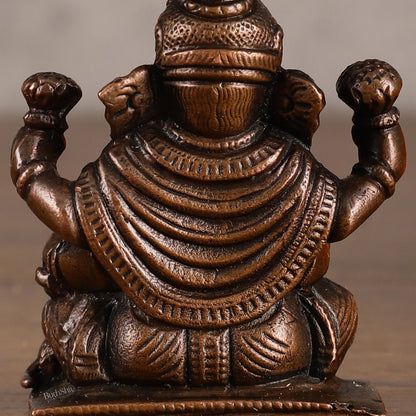 Pure Copper Dagduseth Ganapati Idol - 3" Height