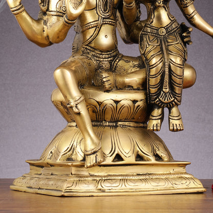 Superfine Brass Lord Shiva and Goddess Parvati Idol - 15 inch