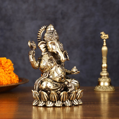 Pure Brass Intricate Ganesha Idol - Superfine Lightweight 5"