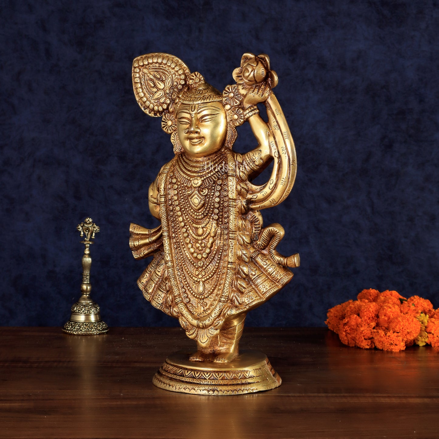 Handcrafted brass Lord Shrinath Ji Statue | From Nathdwara | Height 13 Inch