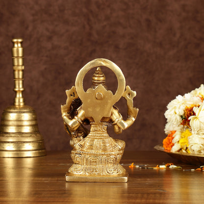 Brass Narasimha Lakshmi Idol | Height: 6 inch