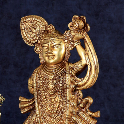 Handcrafted brass Lord Shrinath Ji Statue | From Nathdwara | Height 13 Inch