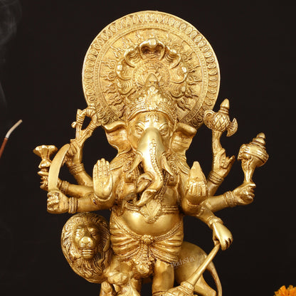 Ashirwaad Kana drishti Vinayaka Ganesha Brass Idol - 12 Inch bright