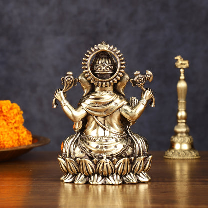 Pure Brass Intricate Ganesha Idol - Superfine Lightweight 5"