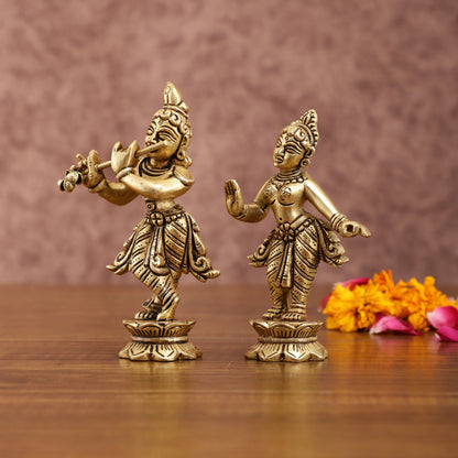 Pure brass Superfine Radha krishna idols pair 5"