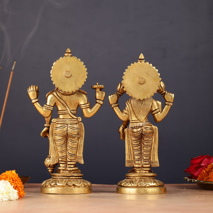 Brass Standing Vishnu Lakshmi Idols | 7"