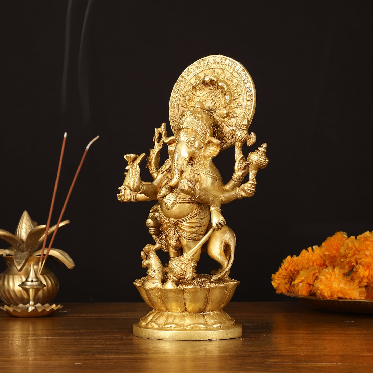 Ashirwaad Kana drishti Vinayaka Ganesha Brass Idol - 12 Inch bright