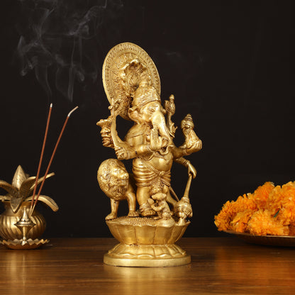 Ashirwaad Kana drishti Vinayaka Ganesha Brass Idol - 12 Inch bright